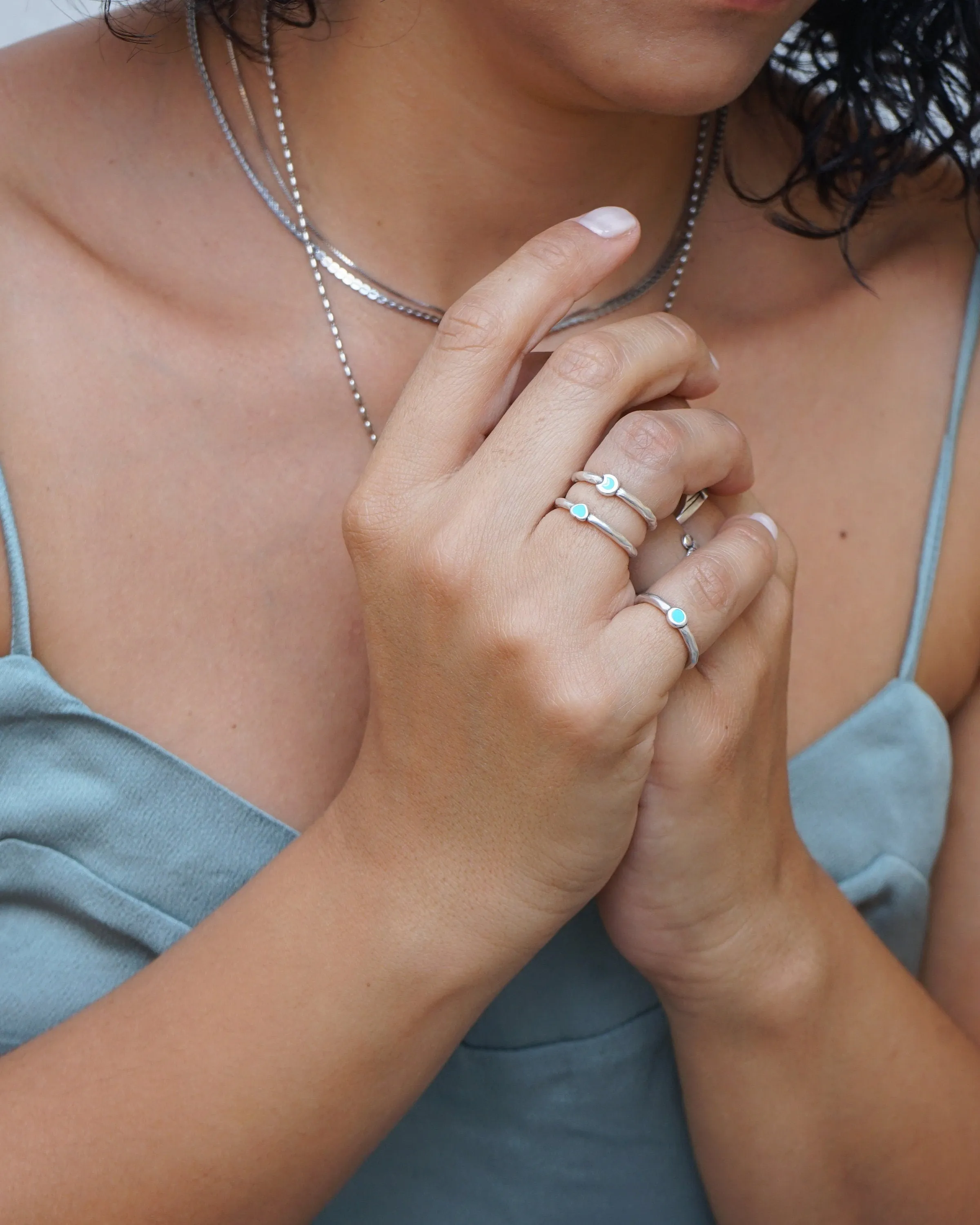 Tiny Silver Band Heart Ring