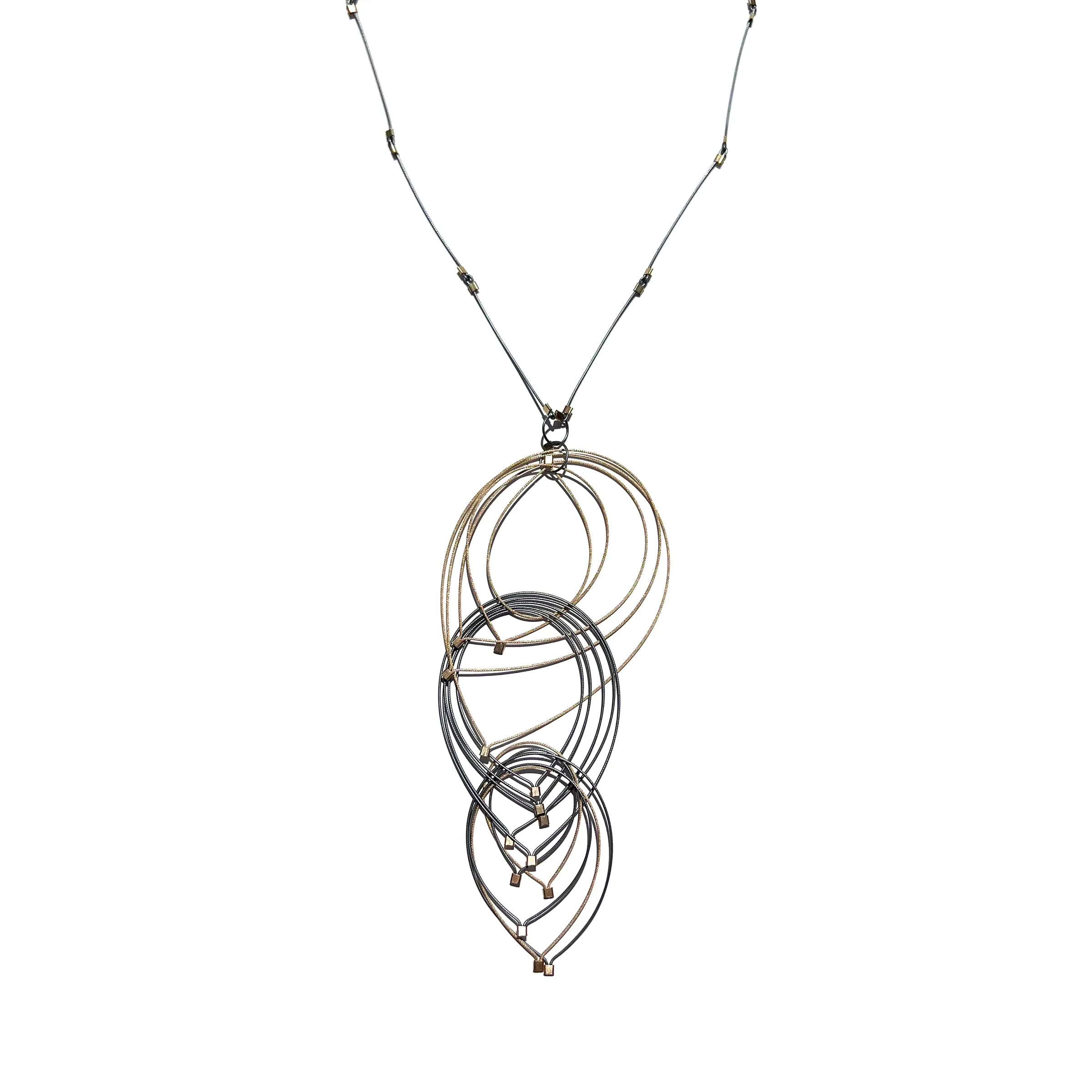 Triple Feather Teardrop Pendant Necklace