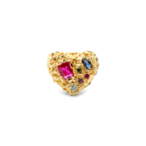 VC035 Multi Stone Heart Ring