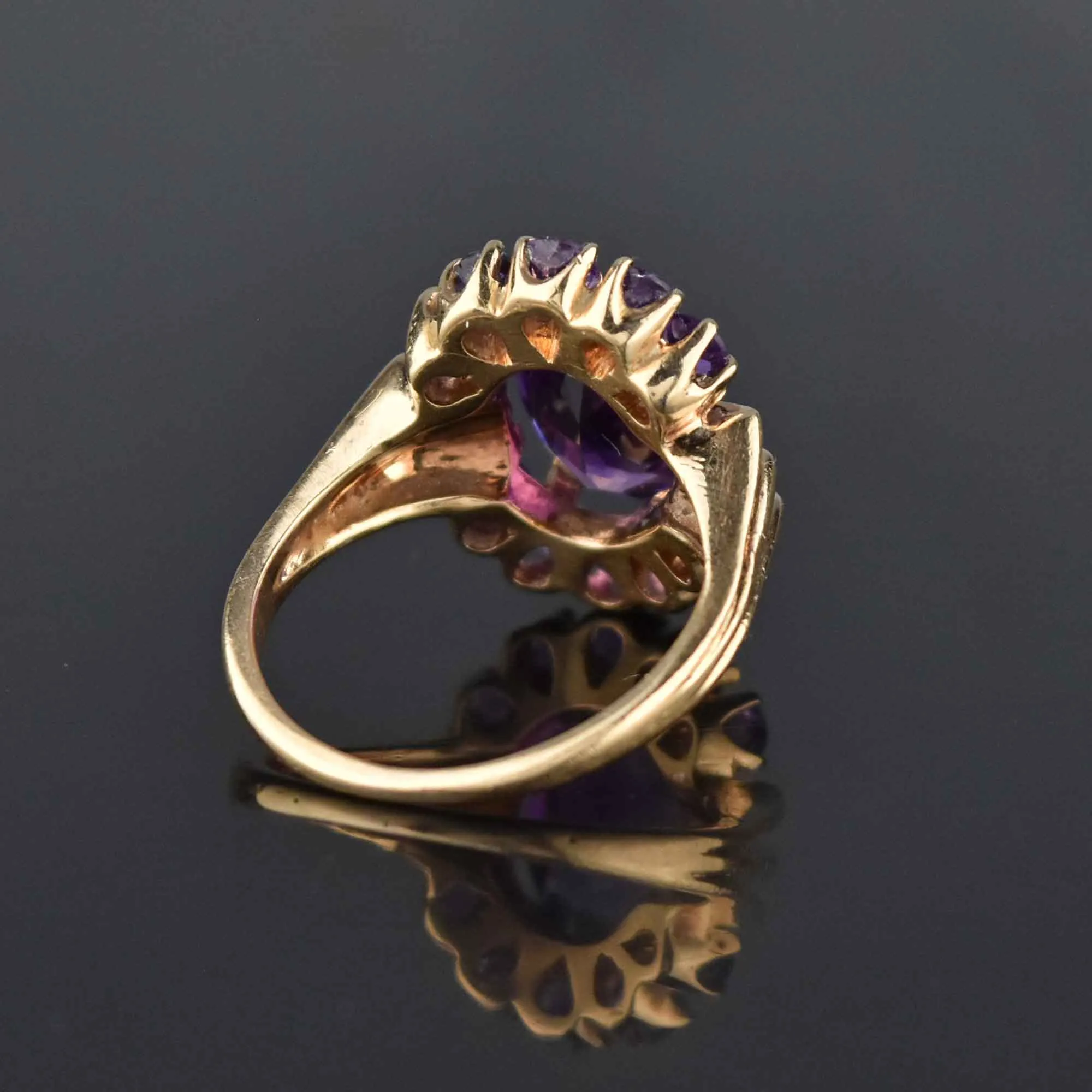 Vintage MidCentury 14K Gold Amethyst Cocktail Ring