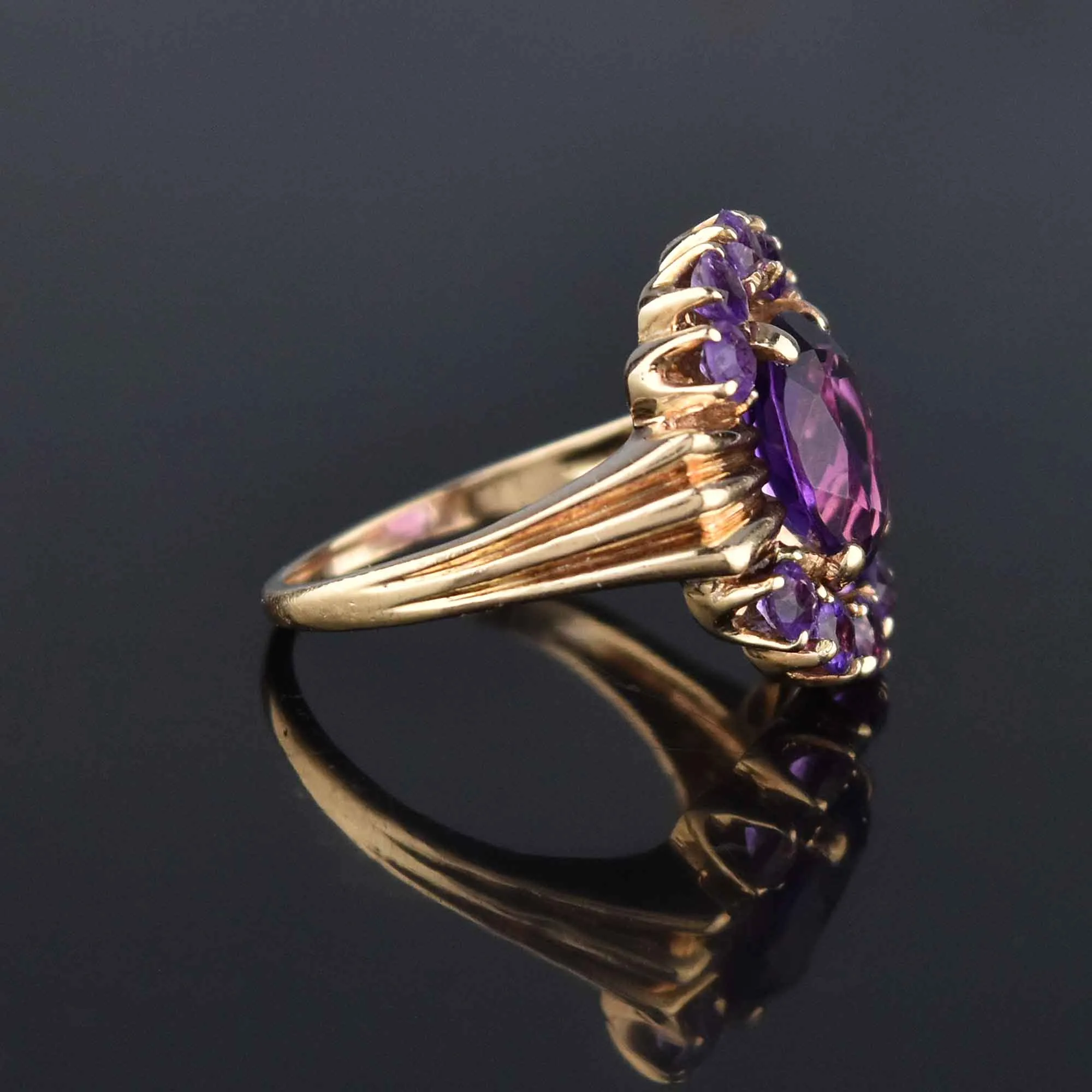 Vintage MidCentury 14K Gold Amethyst Cocktail Ring
