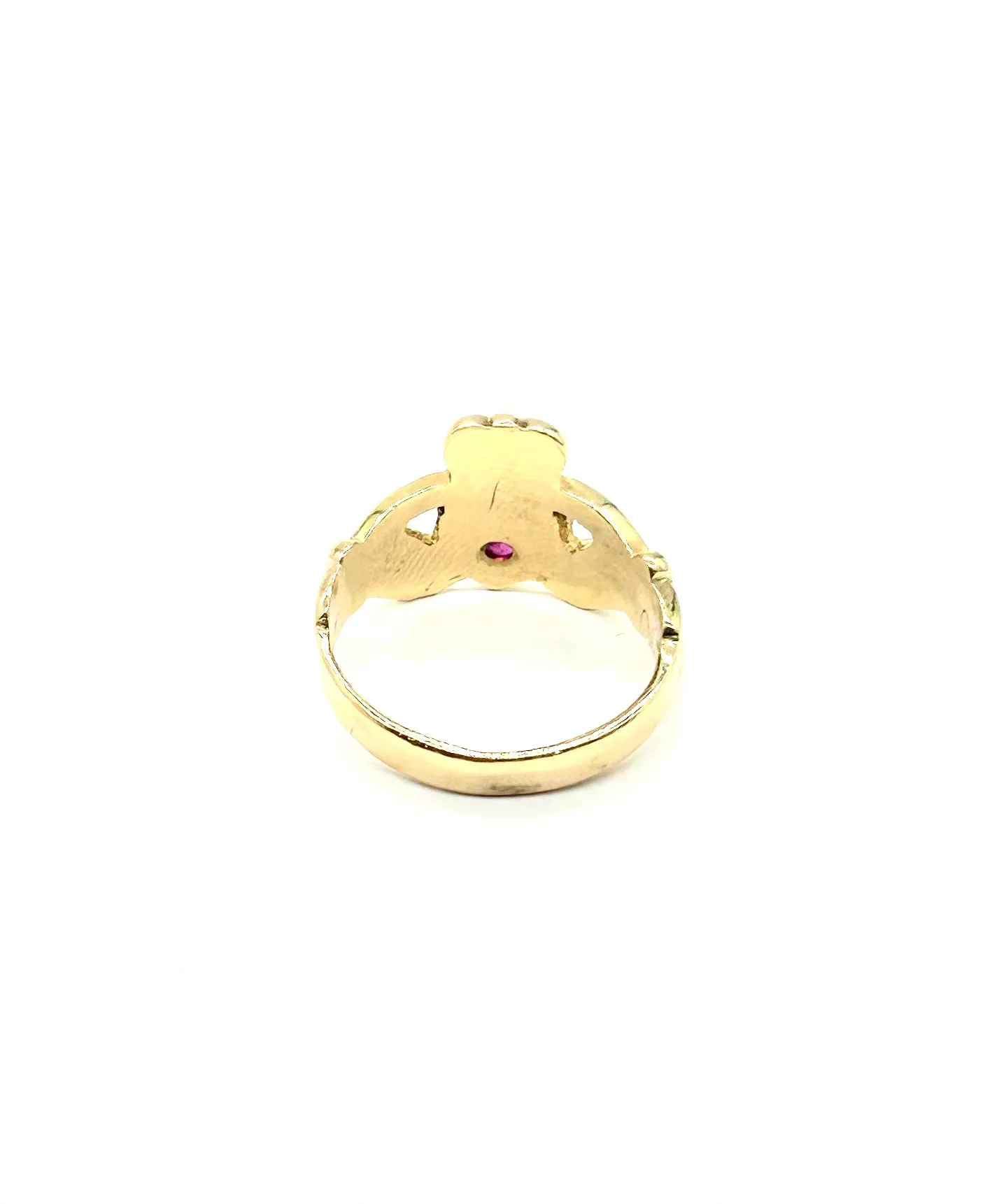 Women’s 14K Gold Claddagh Ring with Round Ruby