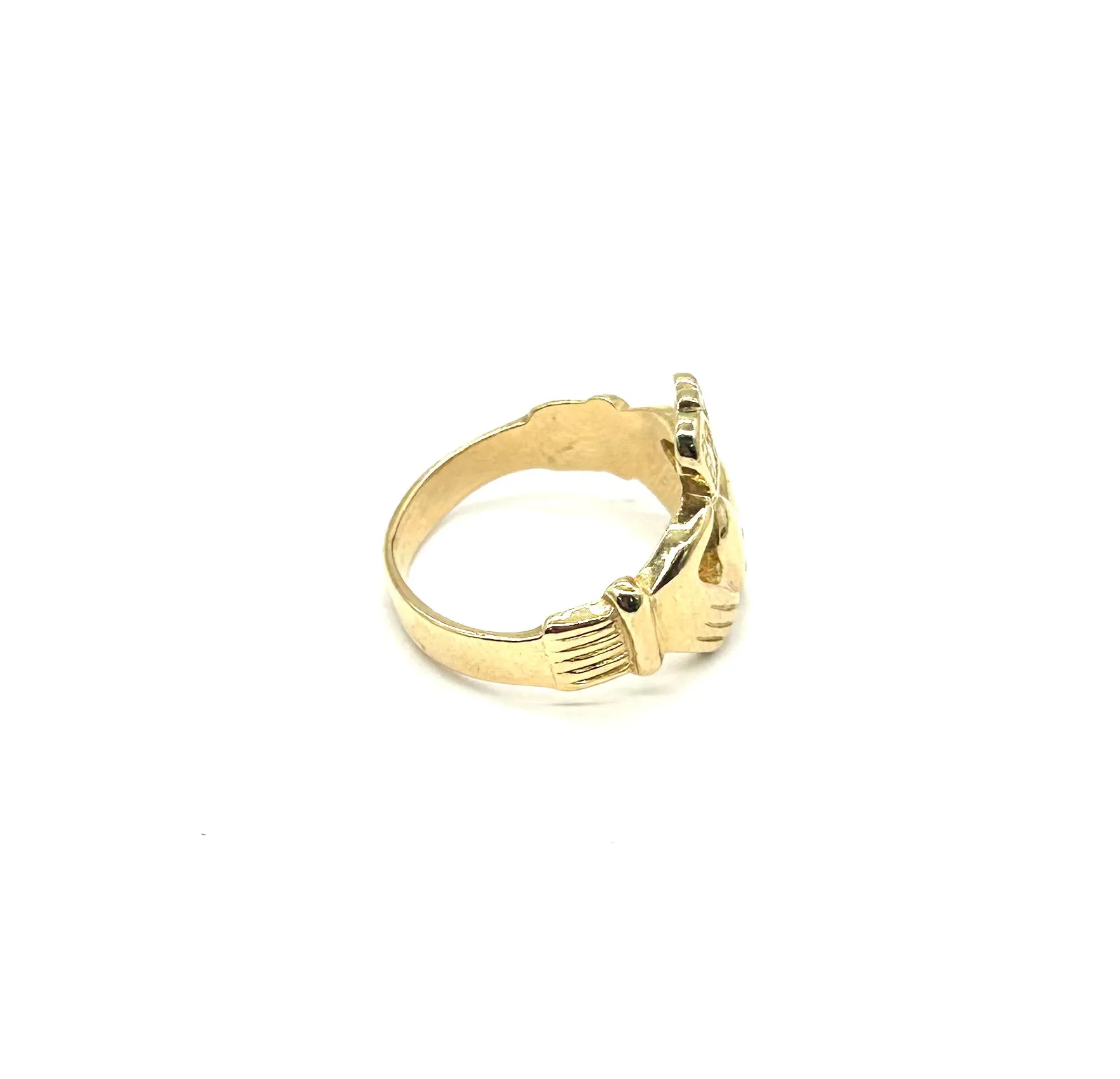 Women’s 14K Gold Claddagh Ring with Round Ruby
