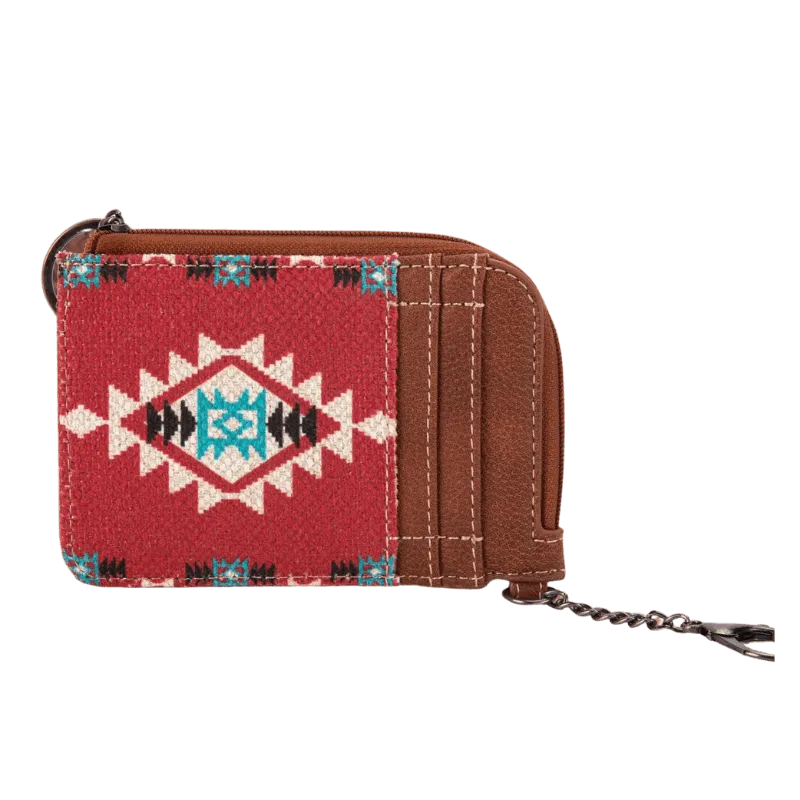 Wrangler Women's Southwestern Print Burgundy Mini Zip Card Case WG2203-W005BDY